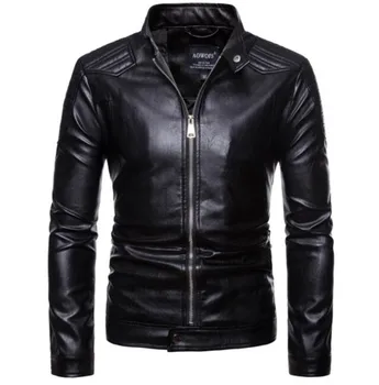 

New Motorcycle Black Retro Motorcycle Jackets Men PU Leather Jacket Punk Classical Zipper Windproof Moto Jacket Motorcycle