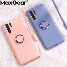 Жидкий силиконовый держатель кольцо Чехлы для SamSung Galaxy S8 S9 S10 плюс S10E Note 9 A7 A10 A20 A30 A40 A50 A70 Стенд кожаный чехол