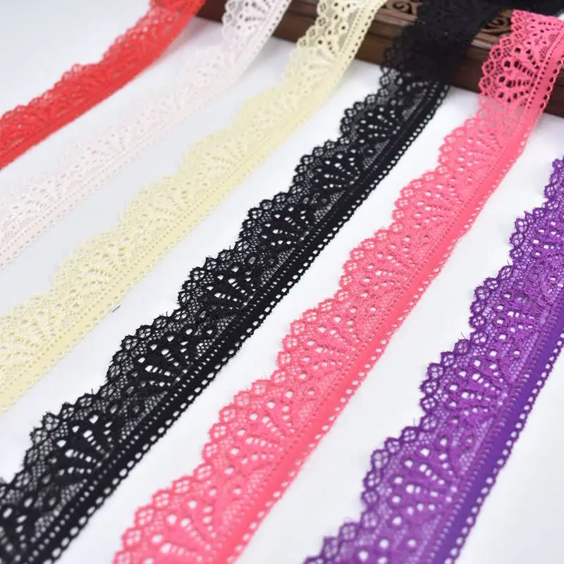 Top quality 10yards sewing elastic lace ribbon Stretch trim 30mm african lace fabric DIY Embroidery Clothing dress decoration