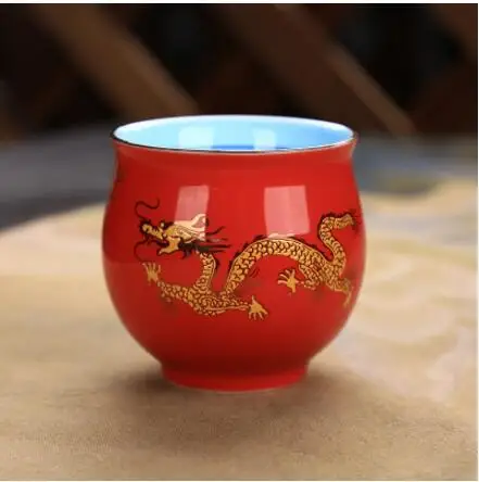 2 шт./лот чайный набор Ретро чайный набор кунг-фу чип чайная чашка Двойная изоляция и анти-горячий домашний кофе чашки китайский дракон напитки - Цвет: D