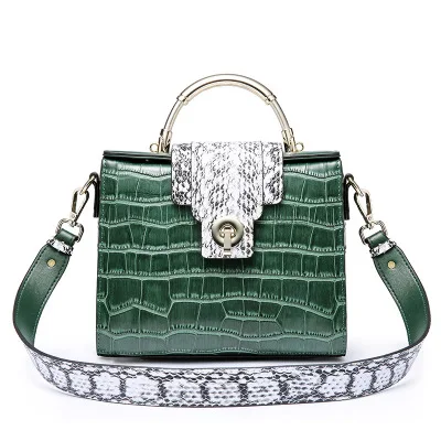 XMESSUN модная крокодиловая сумка женская сумка с металлическими короткими ручками натуральная кожа сумка через плечо женская сумка F156 - Цвет: Green