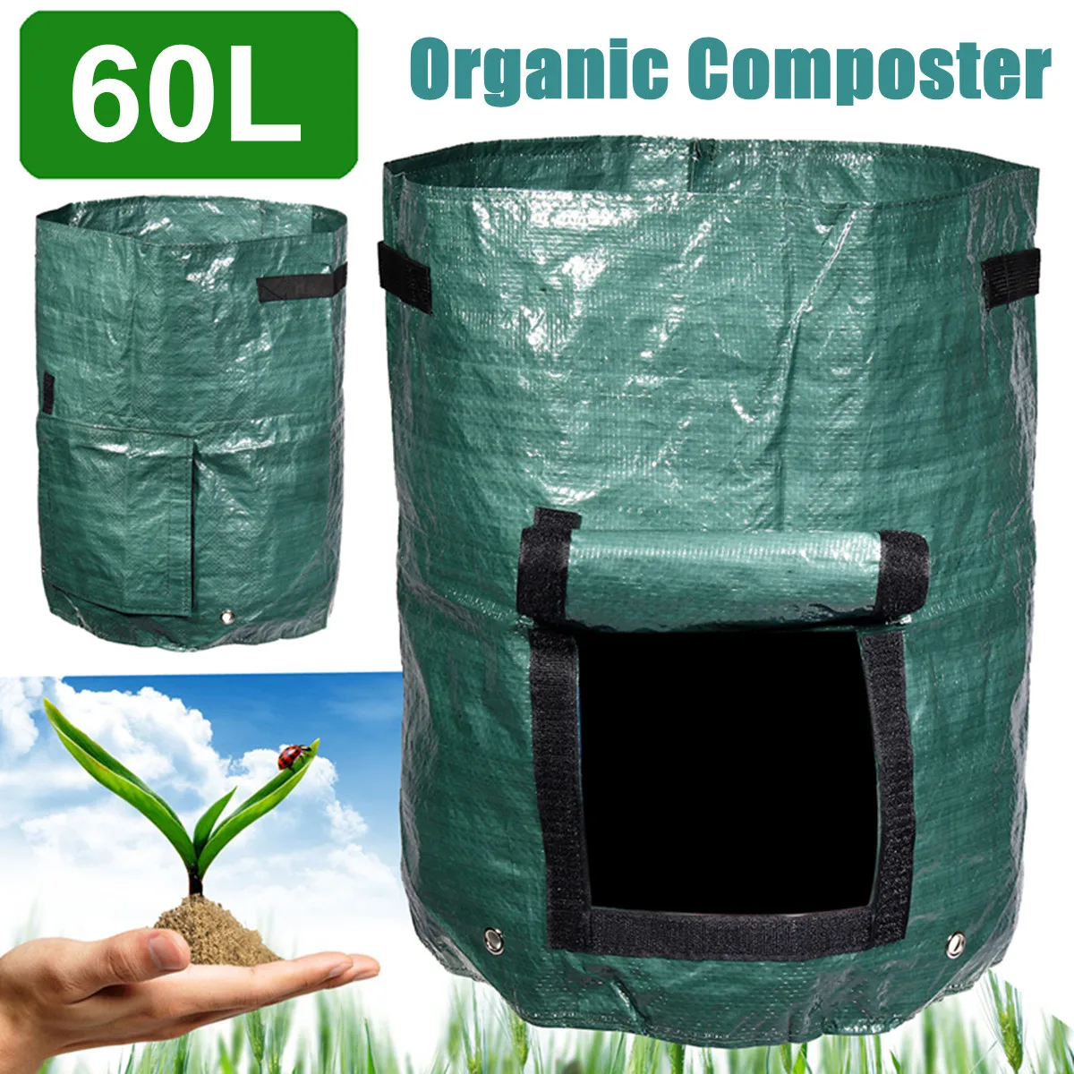 

Garden Composter Bin Grow Bag 60L Eco Friendly Organic Compost Storage Bag Green Waste Converter Tools Yard Garden Supplies