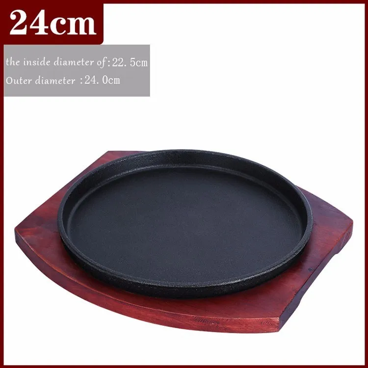 Teppanyaki Pan Household Cast Iron Round Baking Pan Induction Cooker Grill Pan Grilled Fish Commercial Steak Teppanyaki Gas - Цвет: 24cm