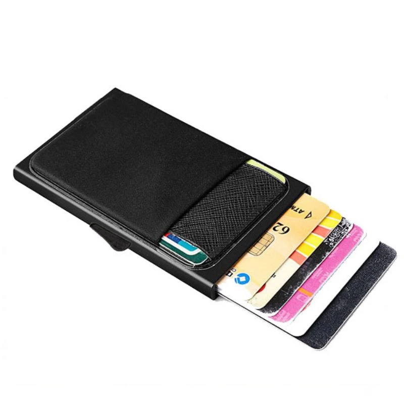 

Aluminum Wallets with Back Pocket ID Cardholder RFID Blocking Mini Metal Wallet Automatic Slide Credit Card holders Coin Purse