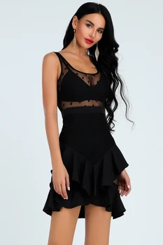 

Summer dress See-through Bandage Empire V-neck Evening Party Pub Sexy Women Hot sale celebrity body con dresses wholesale