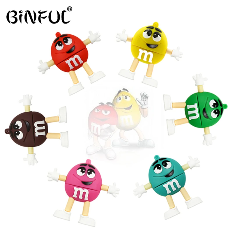 

chocolate M&M USB Flash Drive 4GB 8gb 16gb pen drive 32gb 64g Pendrive memory Stick USB Disk lovely fun Gift on sale