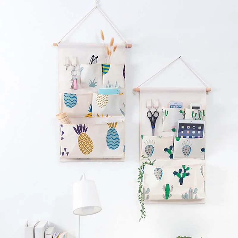 

Waterproof Hanging Storage Bag 5 Pockets Wall Mounted Wardrobe Organizer Handbag Wall Pouch Cosmetic Closet Toys Storage 1piece