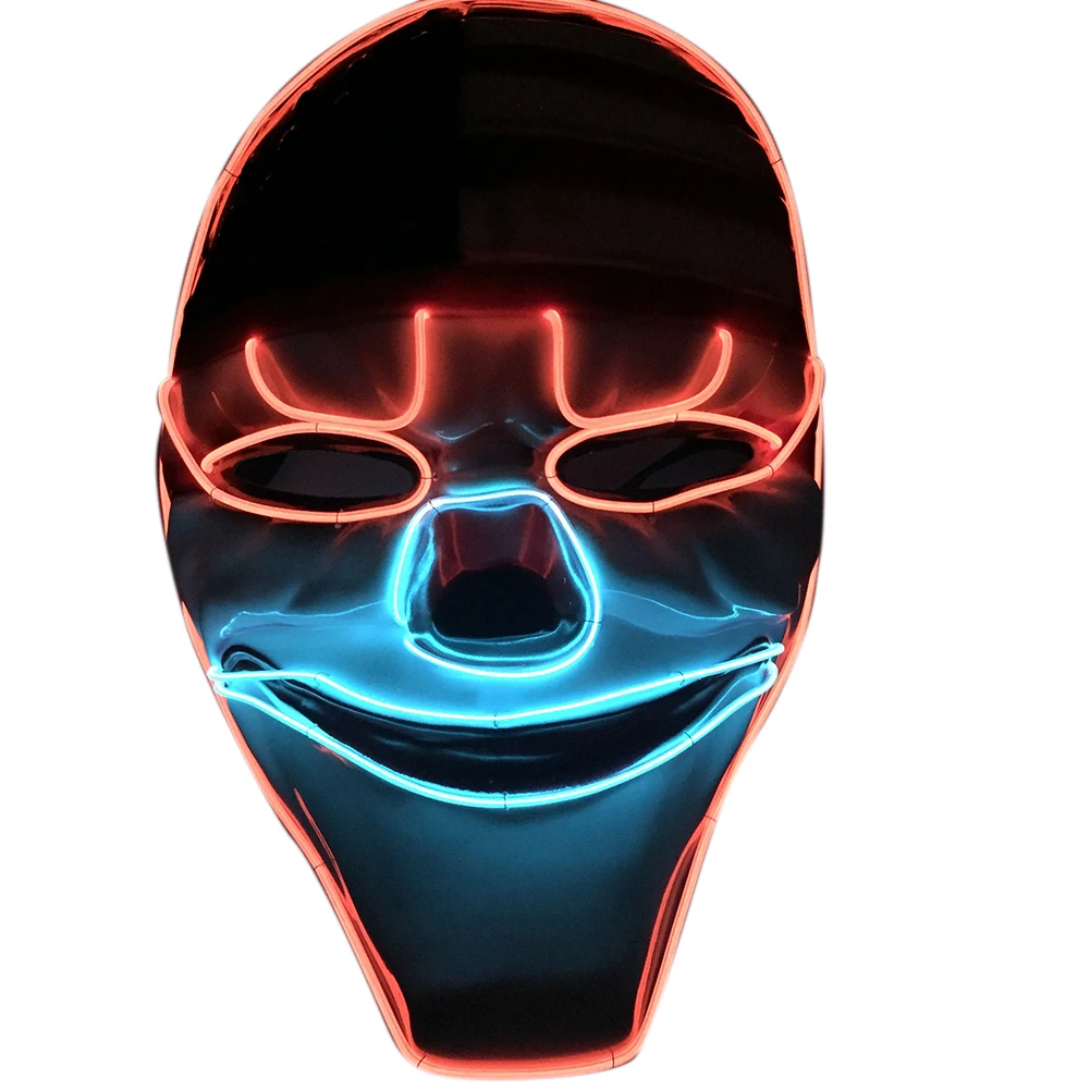 EL Wire Mask Light Up Neon Clown Glowing LED Mask For Halloween Party