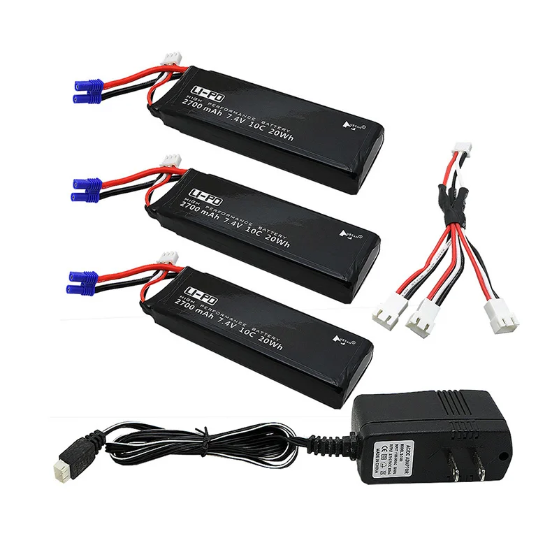 

Hubsan H501S lipo battery 7.4V 2700mAh 10C 3pcs Batteies with cable for charger Hubsan H501C rc Quadcopter Airplane drone Spare
