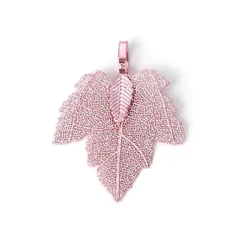 

DoreenBeads Copper Pendants Maple Leaf Pink Purple Blue Green Colorful Charms DIY Findings 36mm x28mm - 34mm x27mm, 2 PCs