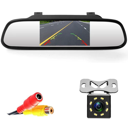 AMPrime, 4,3 дюймов, автомобильное HD зеркало заднего вида, монитор, CCD видео, автомобильная парковочная система, LED ночное видение, камера заднего вида - Цвет: Monitor 8IR