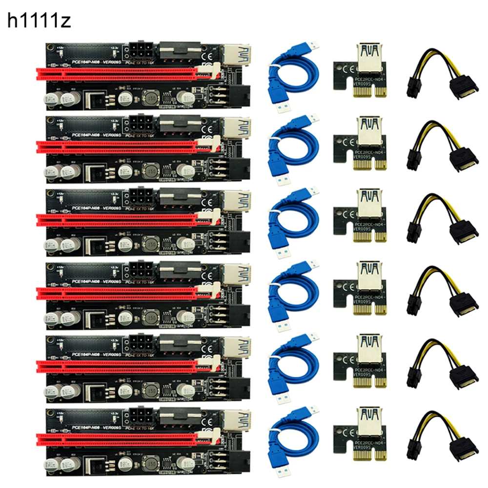 6 шт. новейший VER009 USB 3.0 PCI E Райзер VER 009S Экспресс 1X 4x 8x 16x адаптер карта SATA 15