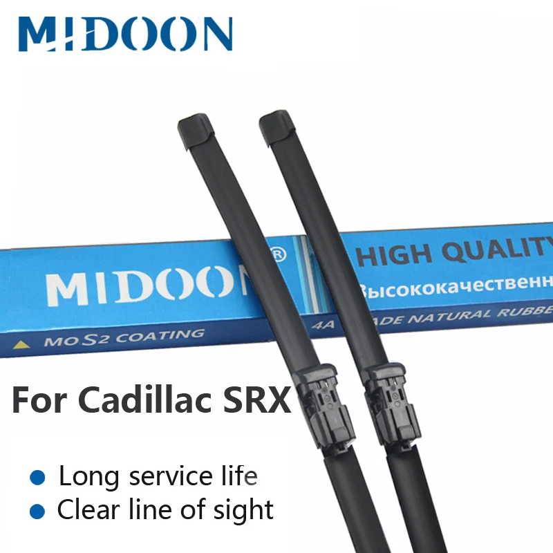 

MIDOON Wiper Blades for Cadillac SRX Fit Hook / Push Button Arms Model Year from 2004 to 2016