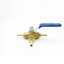 6 мм шланг Барб три пути тройник Тип Т-порт латунный шаровой клапан для воды масла воздуха