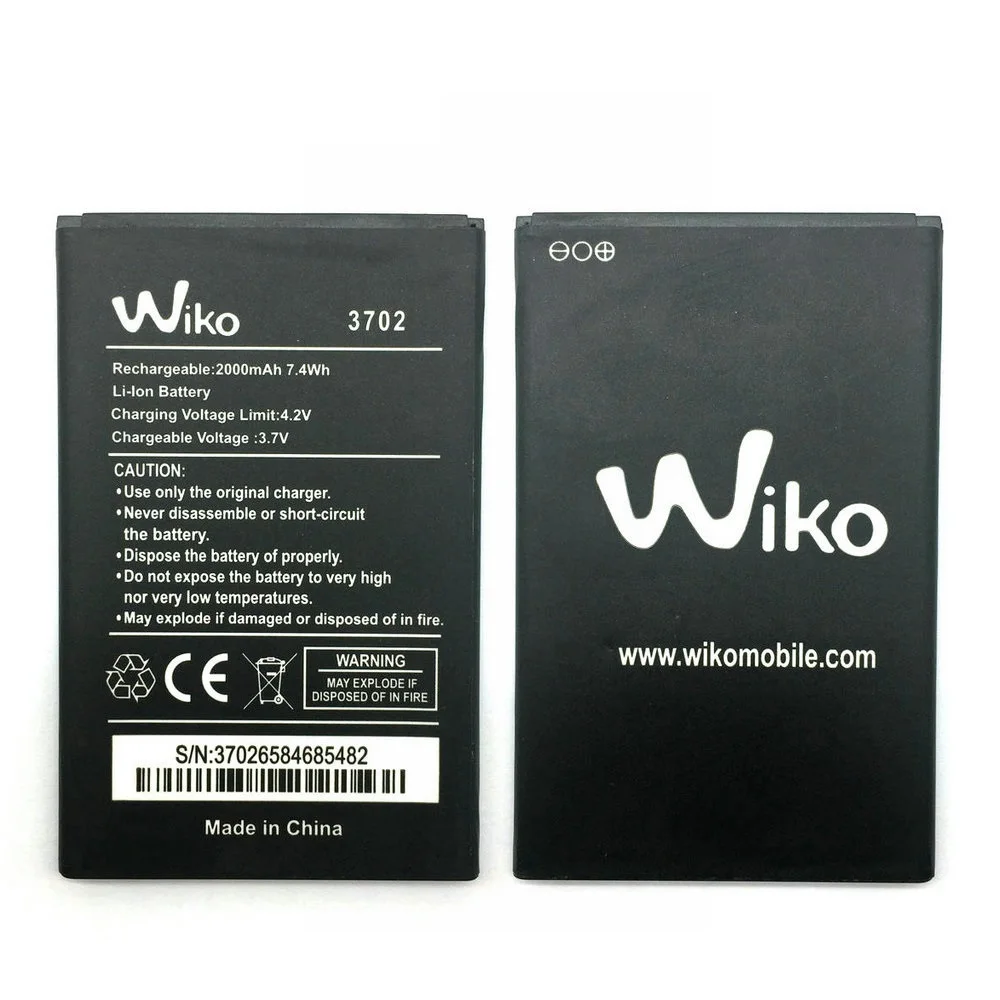 1 шт. 100% Высококачественная батарея WIKO 3702 2000 мАч для мобильный телефон + код