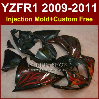 

Red flame Injection mold Motorcycle parts for YAMAHA fairings YZF-R1 09 10 11 12 YZF R1 2009 2010 2011 bodywork YZF1000 +7Gifts