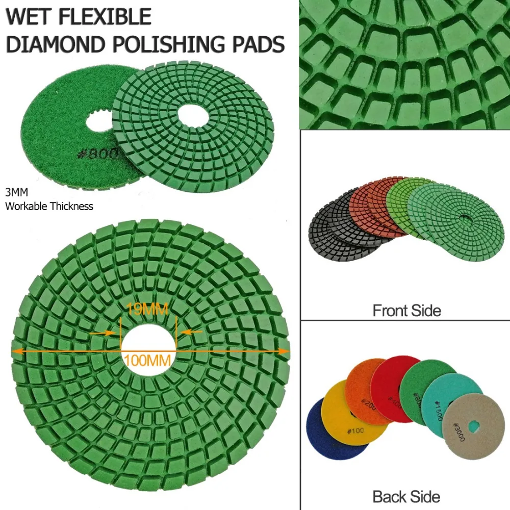 DIATOOL 5 шт. 4 "#100 Professional алмазные гибкие влажной полировки для камня, керамическая плитка, шлифовальные диски премиум качества