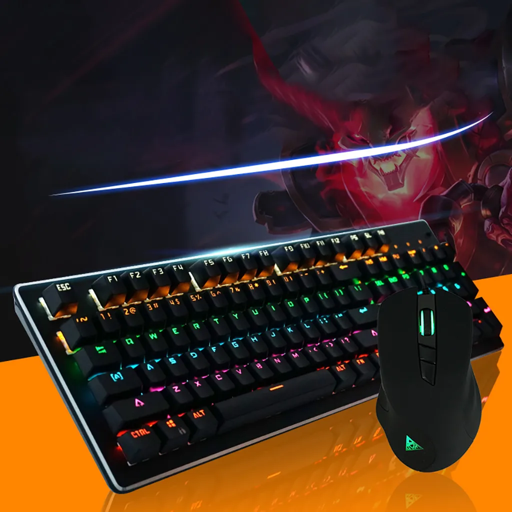 

104 Keys Backlight Games Mechanical Wired Keyboard With mouse 7 Keys 5000DPI Mouse Mice Combo For Laptop PC Gamer