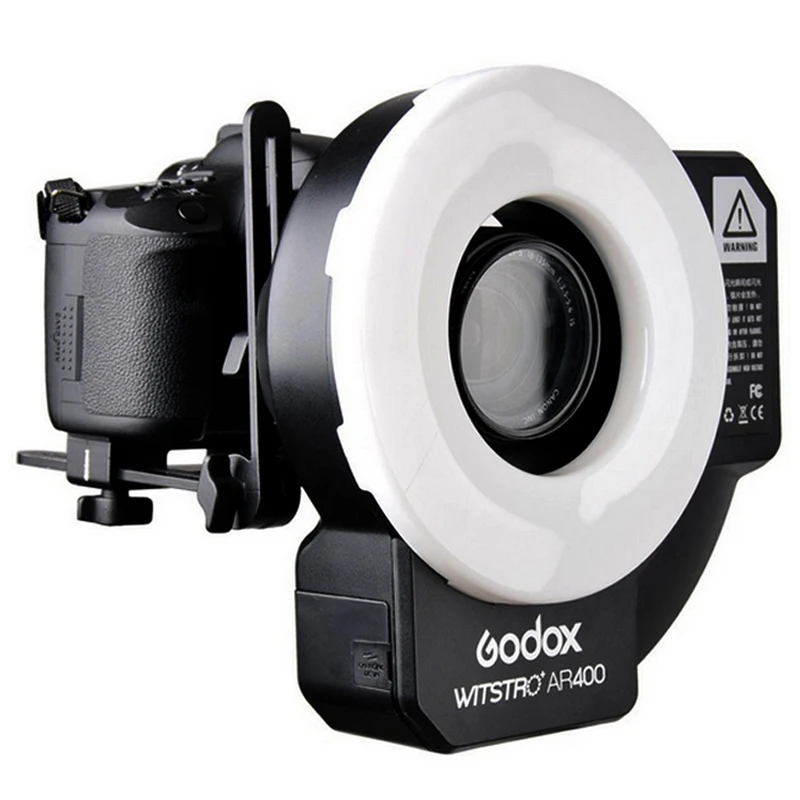 

Godox A027 Witstro AR400 400 W Li-Ion Batteria Potente Ring Flash Speedlite con 2 in 1 LED Luce Video for Canon 5Nikon Cameras