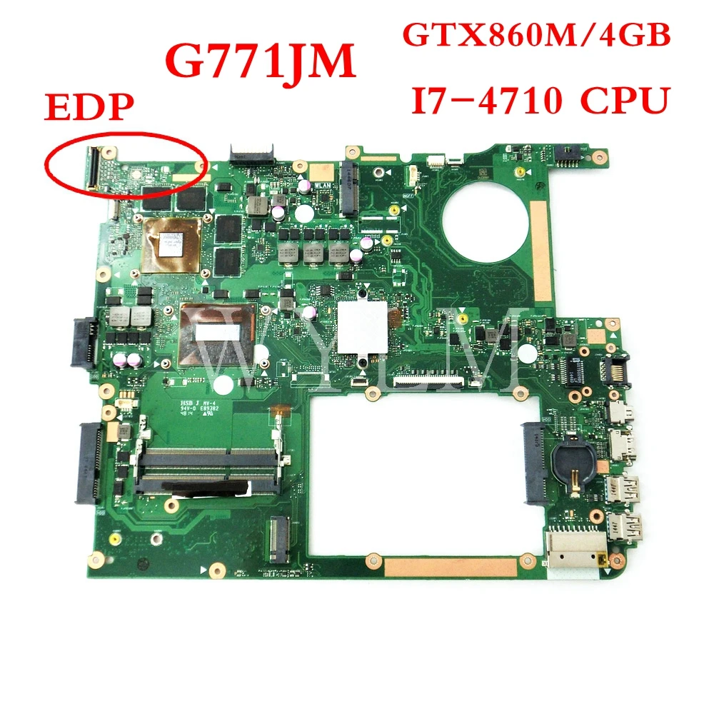 Best ROG G771JM motherboard GTX860M 4GB N15P GX A2 I7 4710HQ CPU mainboard REV2.0 For ASUS G771 G771J G771JM Laptop motherboard