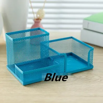 1 шт. металлическая сетка для офисного стола ручки ключи ластики корзина для ручек - Цвет: Blue