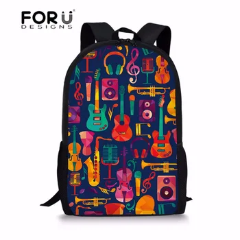 

FORUDESIGNS Children's Backpack School Bags Music Guitar Printing School Satchel for Kids Bag Boys Schoolbag Mochila Escolar