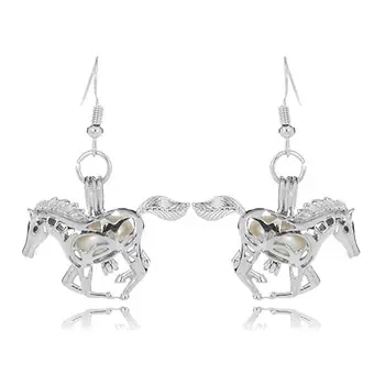 

HENGSHENG Horse Dangle Earrings Oyster Pearl Cage Earrings for Women Girl Jewelry