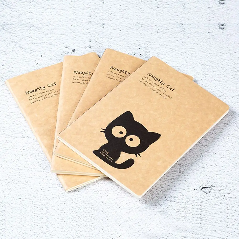 

4pcs Cute Cats Notebook Kraft Paper Diary Planner Journal Notepad Agenda Organizer School Stationery Office Notebook Supplies