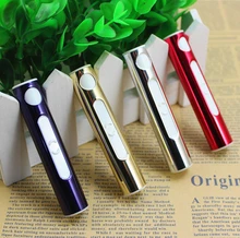 women men cigarette lighter car USB cigarette lighter portable windproof electronic lighter mini charger gold red silver purple