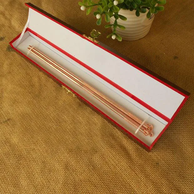 

Pure Copper Spoon Chopsticks Handmade Utensils Thick Prevent of Vitiligo 23CM