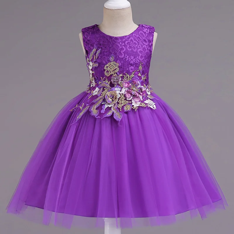 Летнее свадебное платье для девочек; элегантные Детские платья для дня рождения; Одежда для девочек; костюм принцессы Эльзы на Хэллоуин; платье; Vestidos - Цвет: Purple