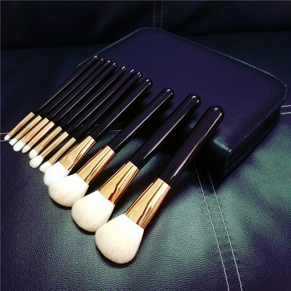 

11 Pcs Makeup Brush Goat Hair Eye Shadow Cosmetics Blending Brush Bag Tool Profesional Foundation Blusher Eyeshadow Lips