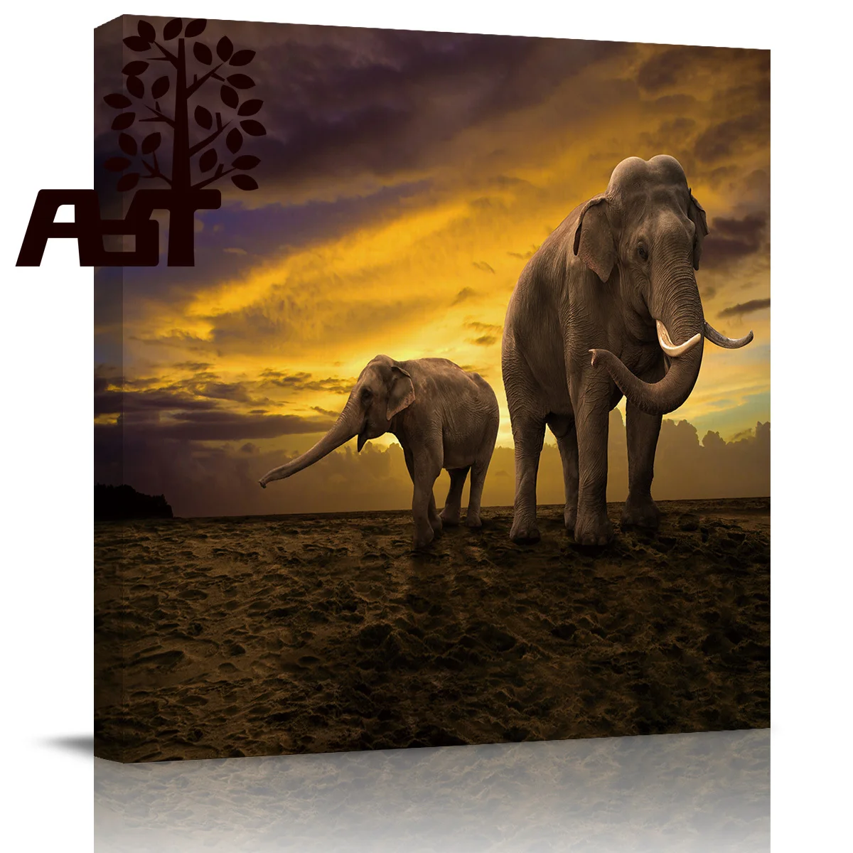 ArtStore Africa Indian Elephant Oil Painting Birthday Party Wood Frame Navy Blue Stretched Halloween Paintings Geometric Wall Ar | Дом и сад