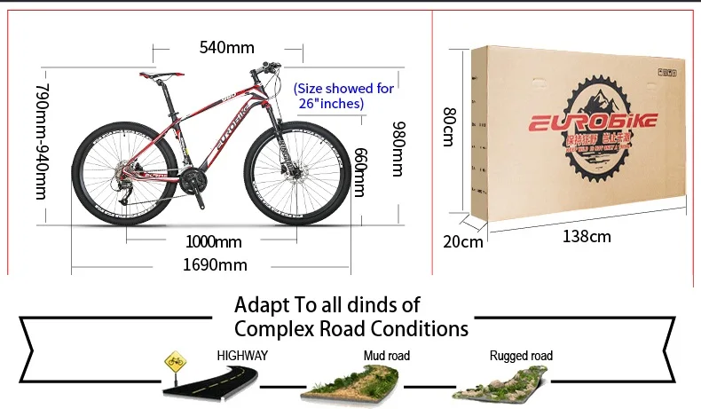 Discount EUROBIKE 26 Inches Carbon Fiber Mountain Bikes Dual Hydraulic Disc Brake Shock Fork 2