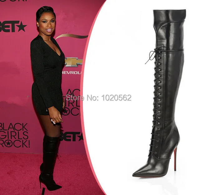 red bottom lace boots