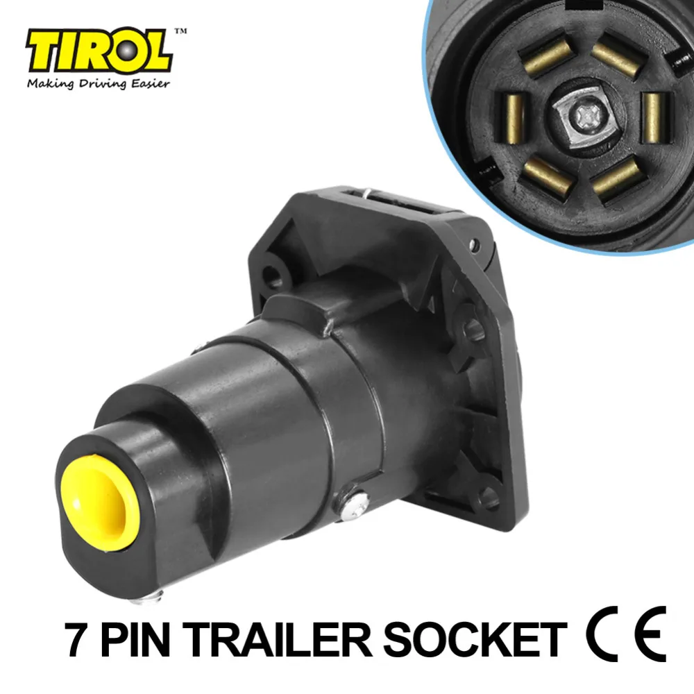 Tirol 7Pin TrailerSocket 7 Way круглый трейлер разъем фары для трейлера разъем Женский буксировочный бар автомобиль конец T21848c