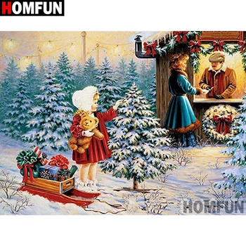 

HOMFUN Full Square/Round Drill 5D DIY Diamond Painting "Character snow scene" Embroidery Cross Stitch 5D Home Decor Gift A17443