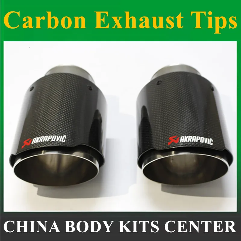 1X AKRAPOVIC Exhaust Tip Muffler Pipe Carbon Fiber 63mm inlet 89mm outlet