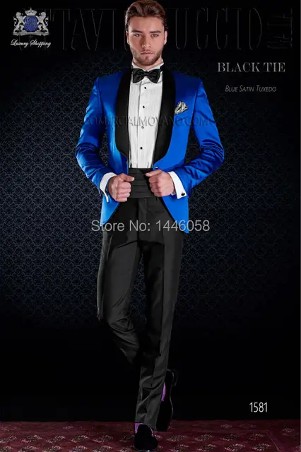Aliexpress 2016 Hot Design Black Lapel Slim Fit Royal Blue 2016 Hot Design Black Lapel Slim Fit Royal Blue Tuxedo Groom Suits One On Mens Prom Party Tuxedos Wedding For Men