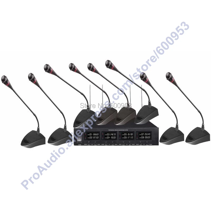 

Professional 8 Goose neck Table Wireless Conference Microphones System for Meeting Room VHF