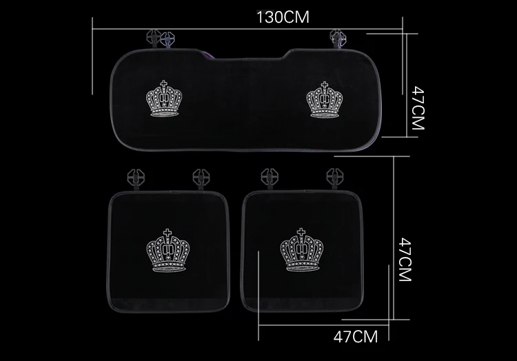 Из плюша на сиденье автомобиля на лицевой стороне присутствует украшение(Корона со стразами авто Интерьер подушки аксессуары черный Универсальный Размеры зимняя чехлы сидений автомобиля для укладки волос