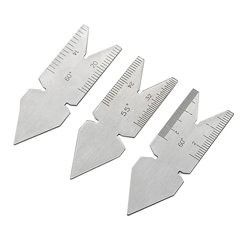 

3pcs/lot 55 & 60 Angle Degrees Center Gauge Template Inch Metric Screw Thread Pitch Gauge Measuring Lathe Tools NEW