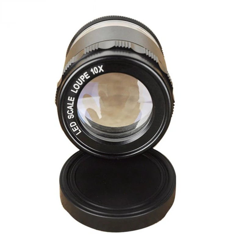 10X LED Illuminated Cylindrical Measuring Magnifier Precise Magnifying