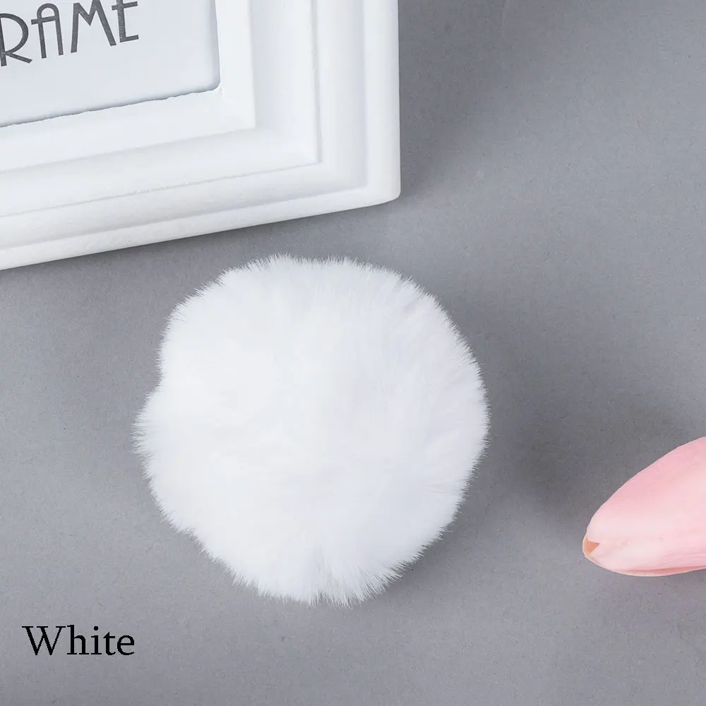 2 шт. 8 см пушистый искусственный мех кролика мяч помпон плюшевые женские сумки автомобиль кулон Декор для дома DIY - Цвет: Белый