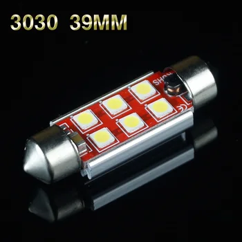 

10pcs error free bright white 6SMD 39mm 3030 C5W LED Dome festoon/mirror License Plate light courtesy lamp CE ROHS free shipping
