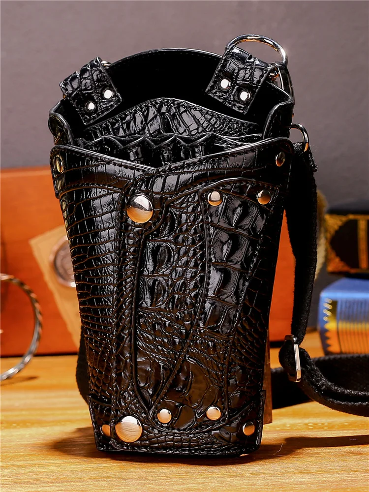 

Crocodile Professional Hair Scissors Bag for Hairdresser Cotillon Hairdressing Tool Accessories Waist Shoulder Barber Bag