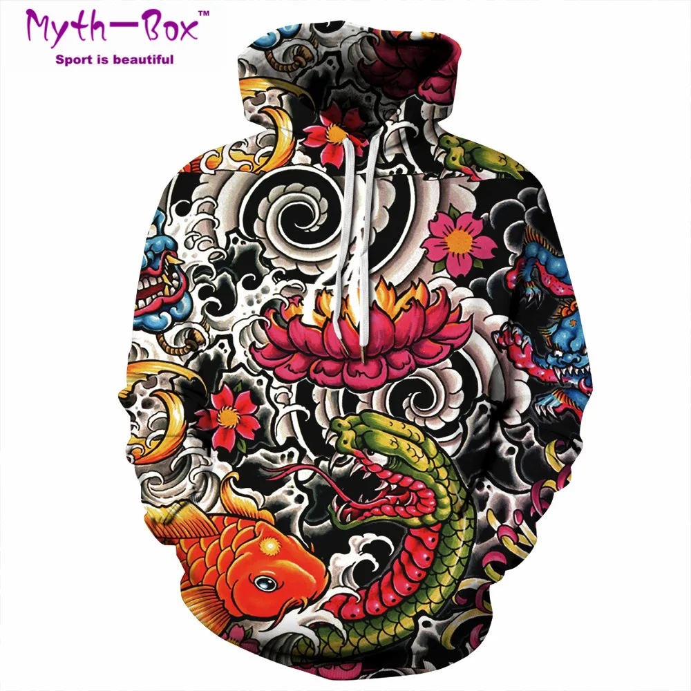 Женский/мужской свитер спортивный с капюшоном толстовки змея Цветок Тотем 3D