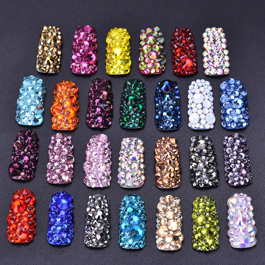 

1440pcs strass ss10 2.7mm-2.8mm crystal Multicolor Non Hotfix 3D Nail Art stones Flatback Rhinestones glass nail art decorations