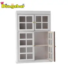 Мебель из березы мини ретро кухня дисплей белый стеклянный шкаф витрина для 1/12 кукольный домик аксессуары Декор WWP5237