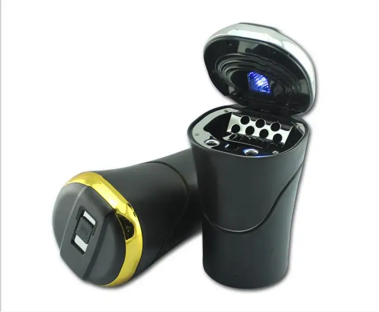 Portable USB Car Ashtray With Lighter LED Light Auto Travel Cigarette
